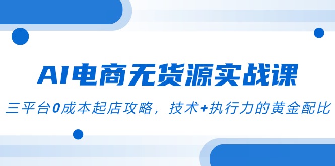AI电商无货源实战课，三平台0成本起店攻略，技术+执行力的黄金配比-HXPP