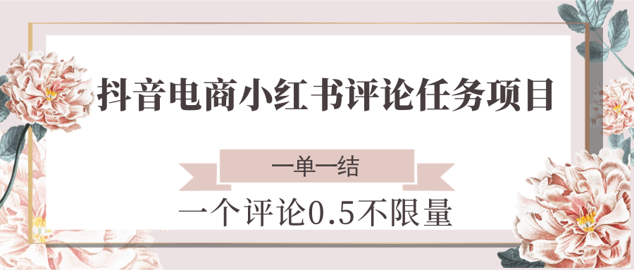 抖音电商小红书评论任务项目，一个评论0.5，一单一结 不限量-HXPP
