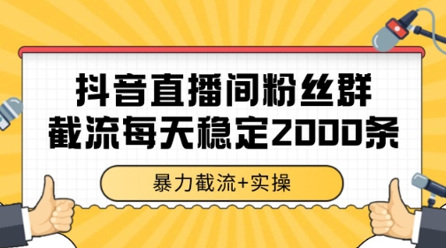 抖音直播间粉丝群暴力截流，一台电脑每天稳定2000条数据【揭秘】-HXPP