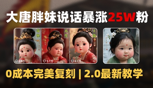 AI大唐胖贵妃说话2.0，40条视频暴涨40w粉，附独家变现攻略-HXPP