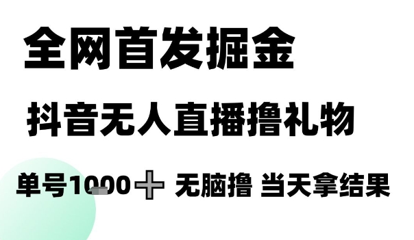 全网首发掘金抖音无人直播撸礼物，单号1k +无脑撸，当天拿结果【揭秘】-HXPP