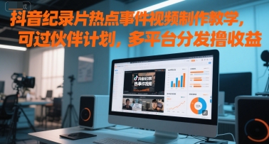 抖音纪录片热点事件视频制作教学，可过伙伴计划，多平台分发撸收益-HXPP