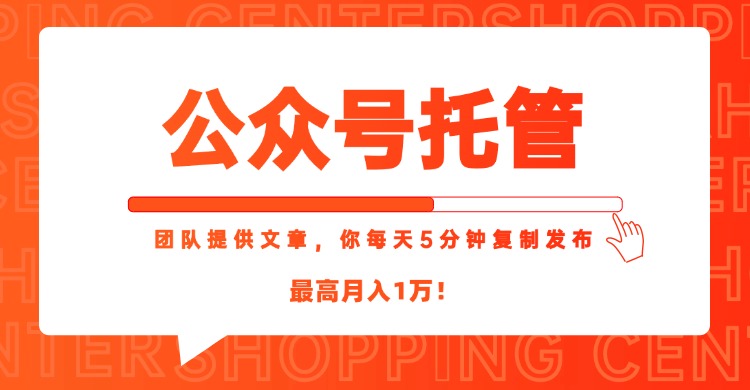 【公众号托管 】我提供文章，你每天５分钟复制发布，最高月入1W-HXPP