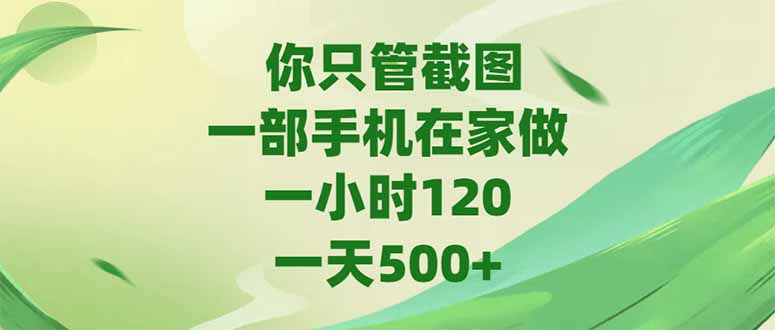 你只管截图，一部手机在家做，一小时120，-天500+-HXPP