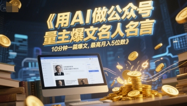 用AI做公众号流量主爆文名人名言，10分钟一篇爆文，最高月入5位数-HXPP