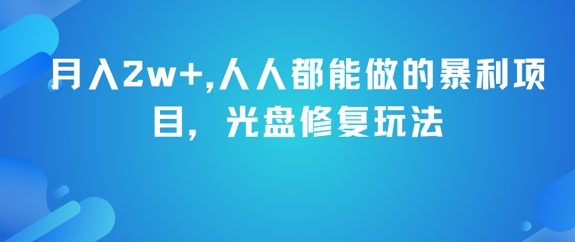 月入2w+，人人都能做的暴利项目，光盘修复玩法-HXPP