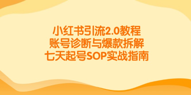 小红书引流2.0教程，账号诊断与爆款拆解，七天起号SOP实战指南-HXPP