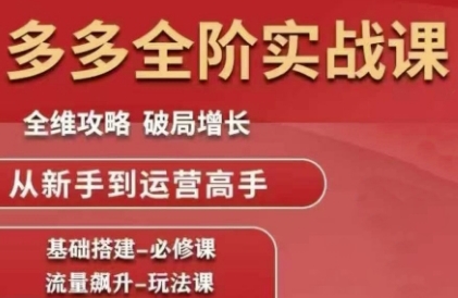 拼多多全阶实战课程，全维攻略，破局增长，从新手到运营高手-HXPP