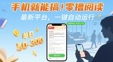 手机就能搞！零撸阅读挂G，最新平台，一键自动运行，随时随地挣，单日50-3张+【揭秘】-HXPP