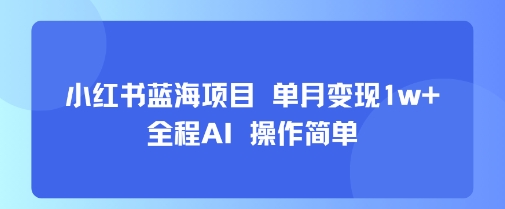 小红书蓝海项目 单月变现1w+ 全程AI 操作简单-HXPP