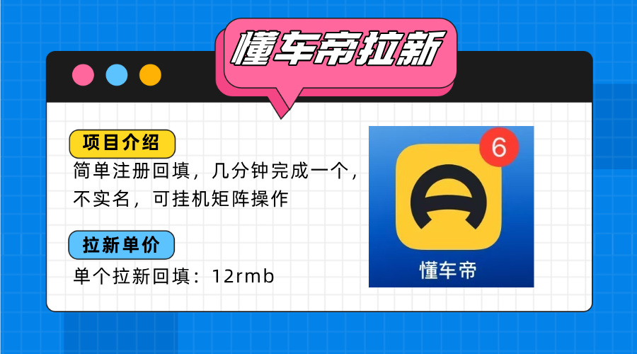 懂车帝邪修拉新玩法，简单注册回填，不sm，单个拉新12rmb，轻松日入200+-HXPP