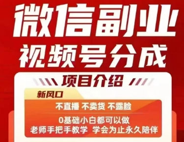 微信副业视频号分成，不直播 不卖货 不露脸，三五分钟即可完成一条作，每日收益几十、几张不等-HXPP