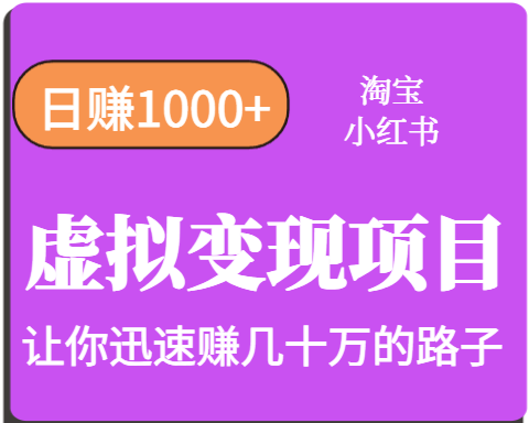 淘宝OR小红书虚拟变现，日赚1000+，多账号操作年收入几十W不等-HXPP