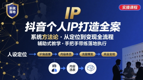 抖音个人IP系统落地实操大课，实操课程，辅助落地-HXPP