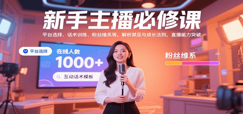 新手主播必修课：平台选择、话术训练、粉丝维系等，解析禁忌与成长法则，突破直播能力-HXPP