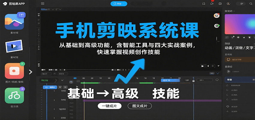 手机剪映系统课，从基础到高级功能，含智能工具与四大实战案例，快速掌握视频创作技能-HXPP
