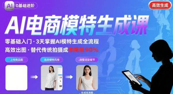 AI模特进阶课程，0基础高效生成逼真电商模特图-HXPP