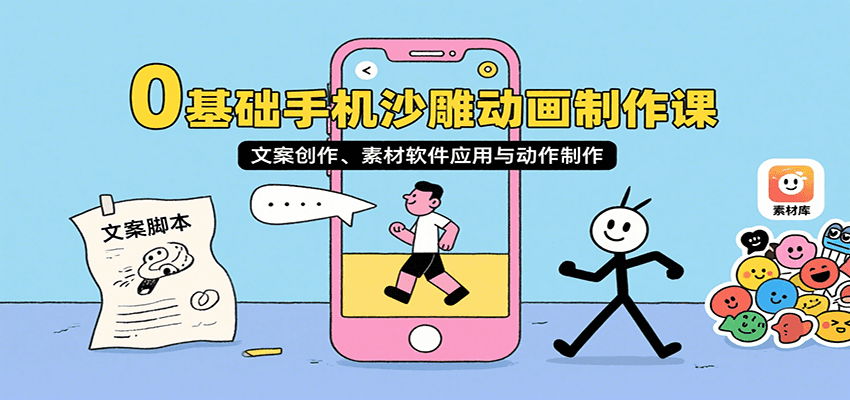 0基础手机沙雕动画制作课，文案创作、素材软件应用与动作制作-HXPP