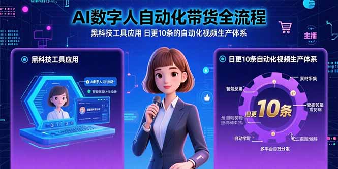 AI数字人自动化带货全流程：黑科技工具应用 日更10条的自动化视频生产体系-HXPP
