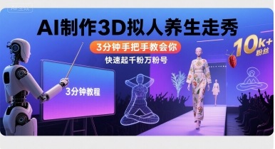 Ai制作3D拟人养生走秀，3分钟手把手教会你，快速起千粉万粉号-HXPP
