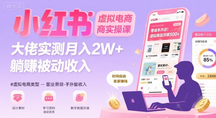 小红书虚拟电商，大佬实测月入2W+，实现被动收入-HXPP