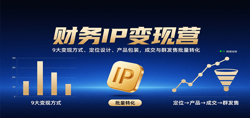 财务IP变现营：9大变现方式、定位设计、产品包装，成交与群发售批量转化-HXPP
