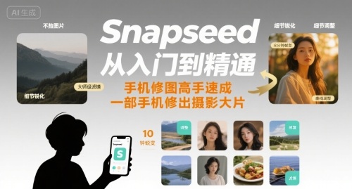 Snapseed从入门到精通，手机修图高手速成，一部手机就能修出摄影大片-HXPP