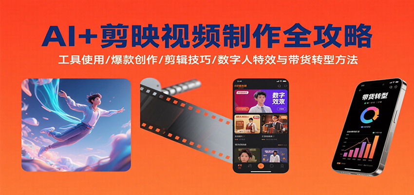 AI+剪映视频制作全攻略：工具使用/爆款创作/剪辑技巧/数字人特效与带货转型方法-HXPP