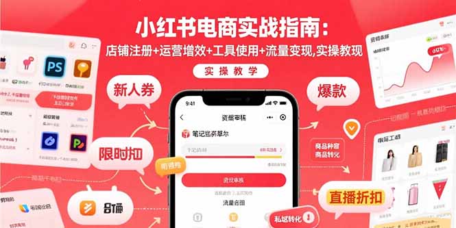 小红书电商实战指南：店铺注册+运营增效+工具使用+流量变现，实操教学-HXPP