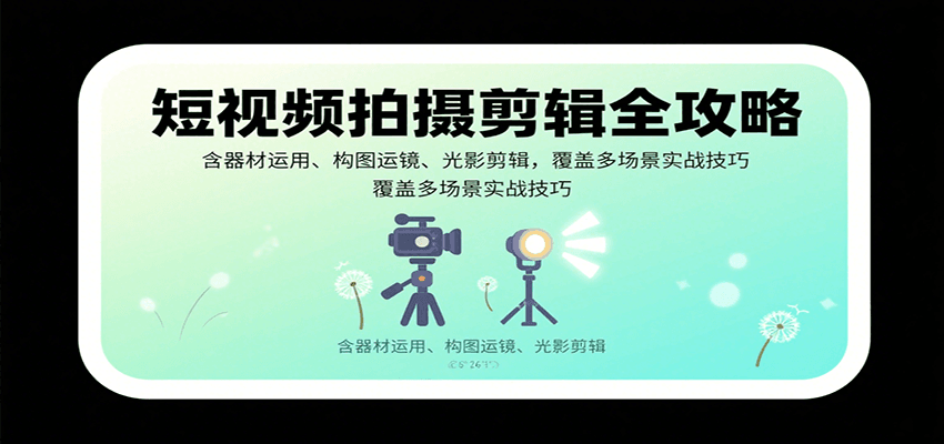 短视频拍摄剪辑全攻略：含器材运用、构图运镜、光影剪辑，覆盖多场景实战技巧-HXPP