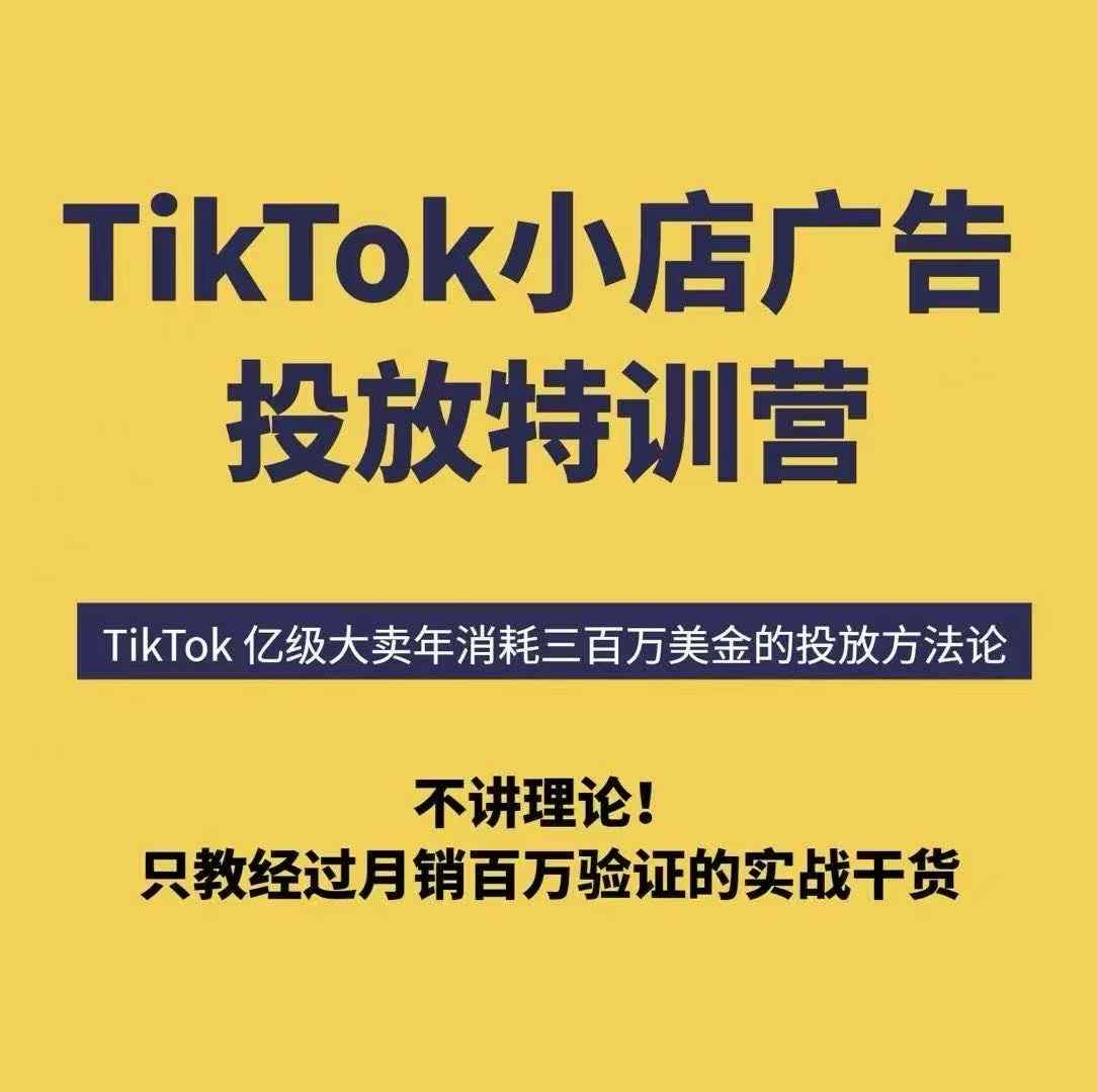 TikTok小店广告投放特训营，6天破局计划专治各种“投不动”，教你经过月销百万验证的实战干货-HXPP