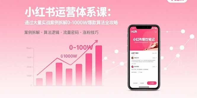 小红书运营体系课：通过大量实战案例拆解0-1000W爆款算法全攻略-HXPP
