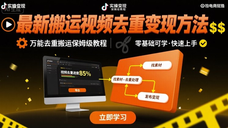 最新搬运视频去重变现方法，万能去重搬运保姆级教程-HXPP