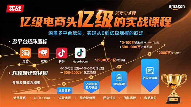 亿级电商头部卖家的实战课程：涵盖多平台玩法，实现从0到亿级规模的跃迁-HXPP