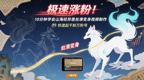 极速涨粉！10分钟学会山海经异兽丝滑变身视频制作，快速起千粉万粉号-HXPP
