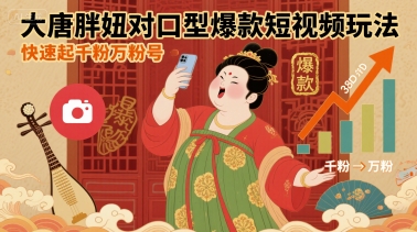 大唐胖妞对口型爆款短视频玩法，快速起千粉万粉号-HXPP