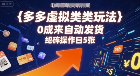 多多虚拟类目玩法，0成本全自动发货，矩阵操作日5张-HXPP