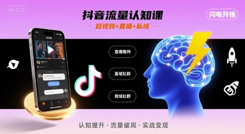 抖音流量认知课，短视频+直播+私域，认知提升，闪电开悟-HXPP