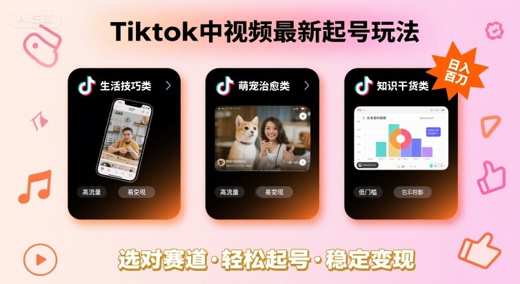 Tiktok中视频最新起号玩法，想要日入百刀，做好这几个赛道就可以了-HXPP