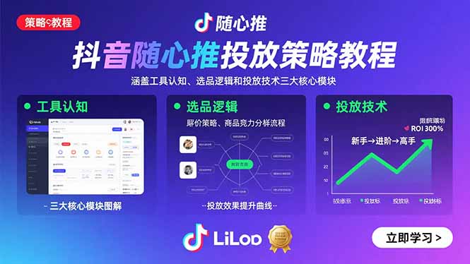 抖音随心推投放策略教程：涵盖工具认知、选品逻辑和投放技术三大核心模块-HXPP