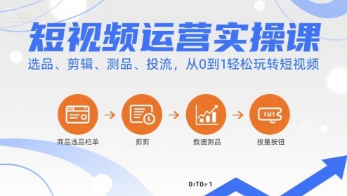 短视频运营实操课，选品、剪辑、测品、投流，从0到1轻松玩转短视频-HXPP
