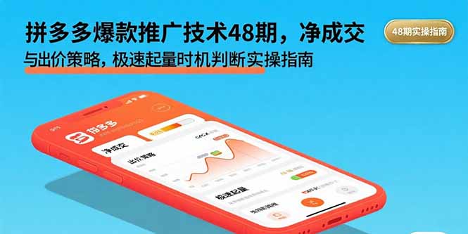 拼多多爆款推广技术48期，净成交与出价策略，极速起量时机判断实操指南-HXPP