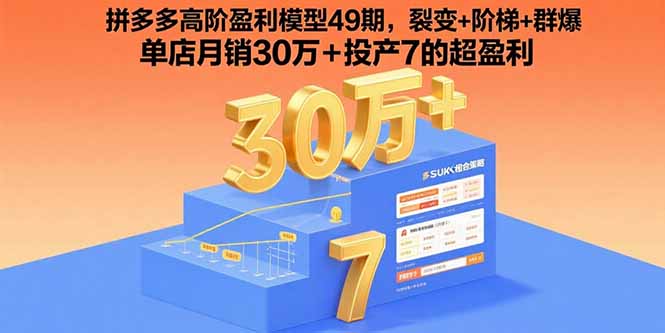 拼多多高阶盈利模型49期，裂变+阶梯+群爆  单店月销30万+投产7的超盈利-HXPP