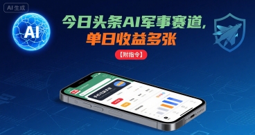 今日头条AI军事赛道，单日收益多张 ，手机可做【附指令】-HXPP