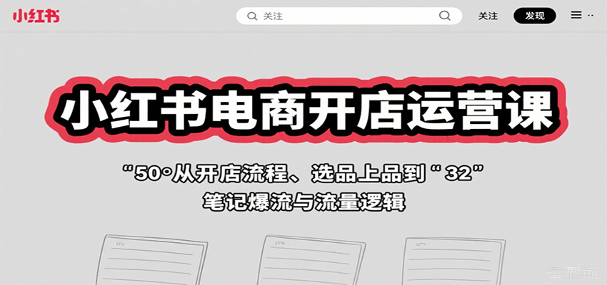 小红书电商开店运营课：从开店流程、选品上品到笔记爆流与流量逻辑-HXPP