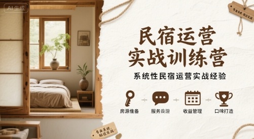 民宿运营实战训练营，系统性民宿运营实战经验-HXPP