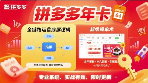 拼多多年卡【8月更新6节】拼多多全链路运营底层逻辑，超级爆单术-HXPP