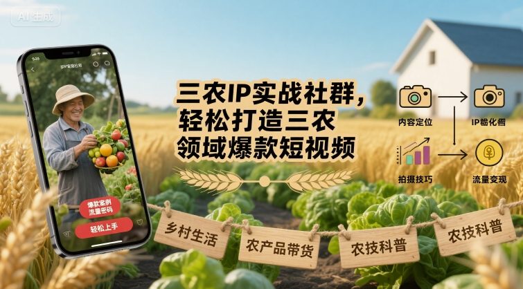三农IP实战社群，轻松打造三农领域爆款短视频-HXPP