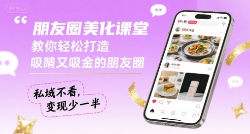 朋友圈美化课堂，教你轻松打造，吸睛又吸金的朋友圈，私域不看，变现少一半-HXPP
