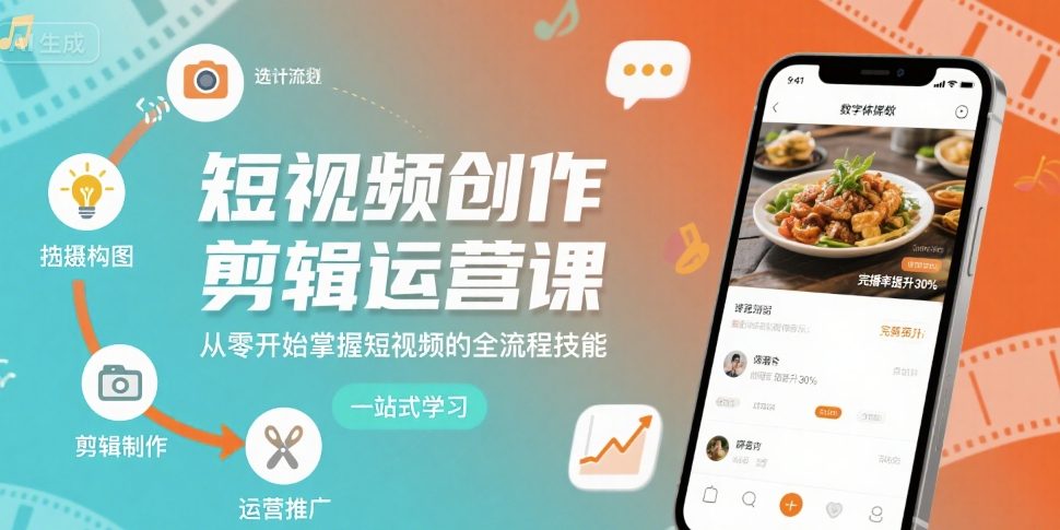 短视频创作剪辑运营课，从零开始掌握短视频的全流程技能-HXPP